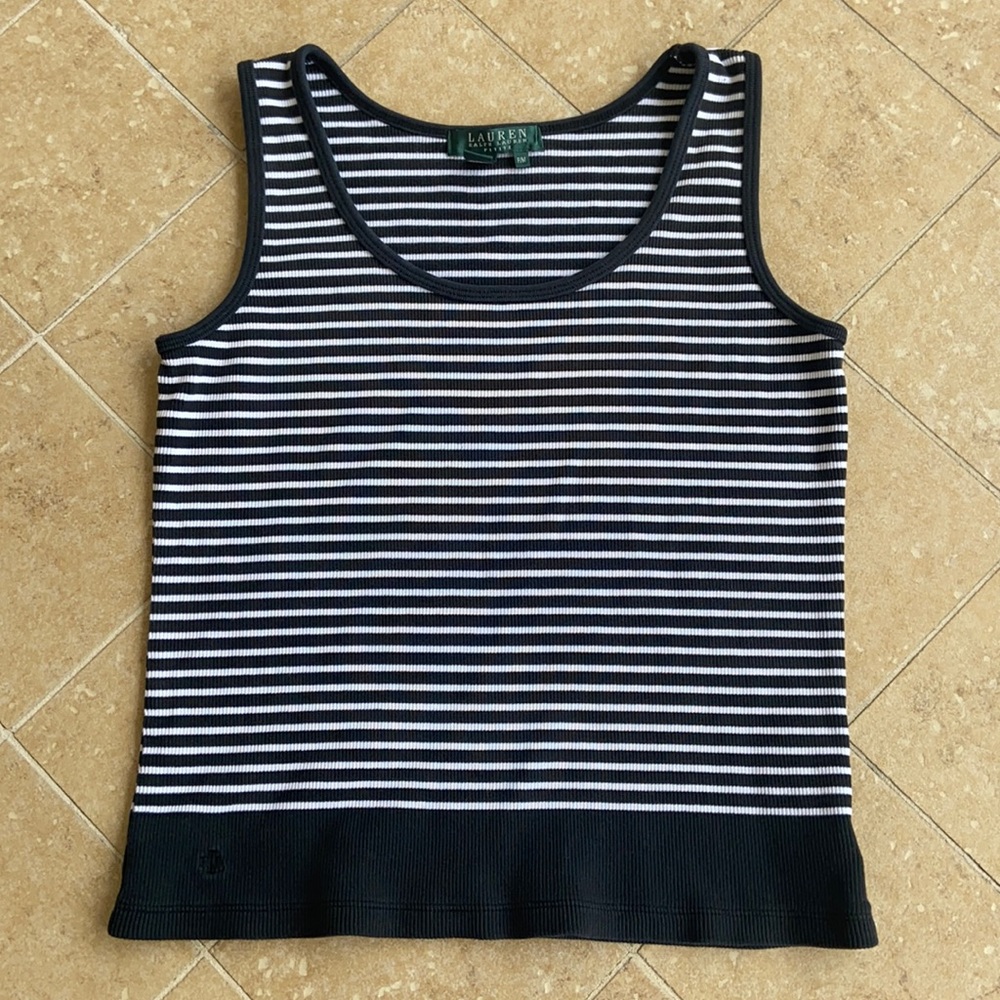 Vintage Ralph Lauren Striped Ribbed Knit Tank Top